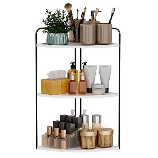 Forest Angle Bathroom Counter Organizer,Countertop Organizer,Vanity Organizers,Bathroom Storage,Bathroom Sink Caddy,Counter Shelf,Corner Counter,Corner Shelves(Black-White Marble)