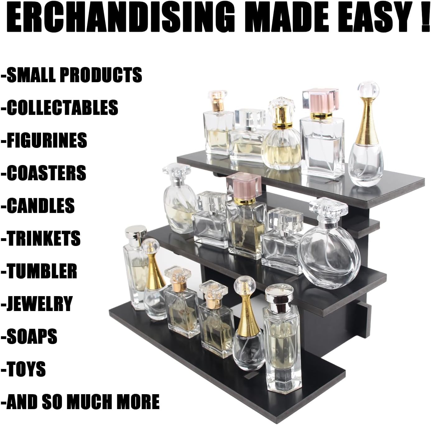 HAOWUJIN 3 Tier Staight Retail Table Display Stands Farmers Market Display Shelf for Food & Merchandise, Portable Retail Display Shelves for Retail Stores & Vendors for Cupcake Stand, Craft Shows