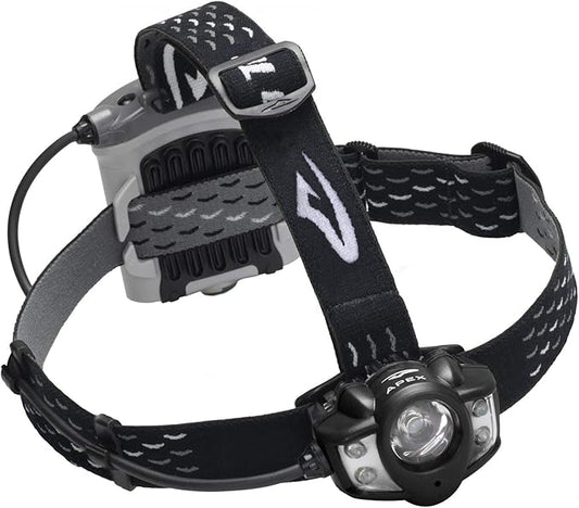 Princeton Tec Apex Headlamp with Dimmable 650 Lumens White Maxbright LED, IPX7 Water Resistance and 12 Hour Burn Time, Essential for Backpacking, Camping, Caving, and Safety, Black