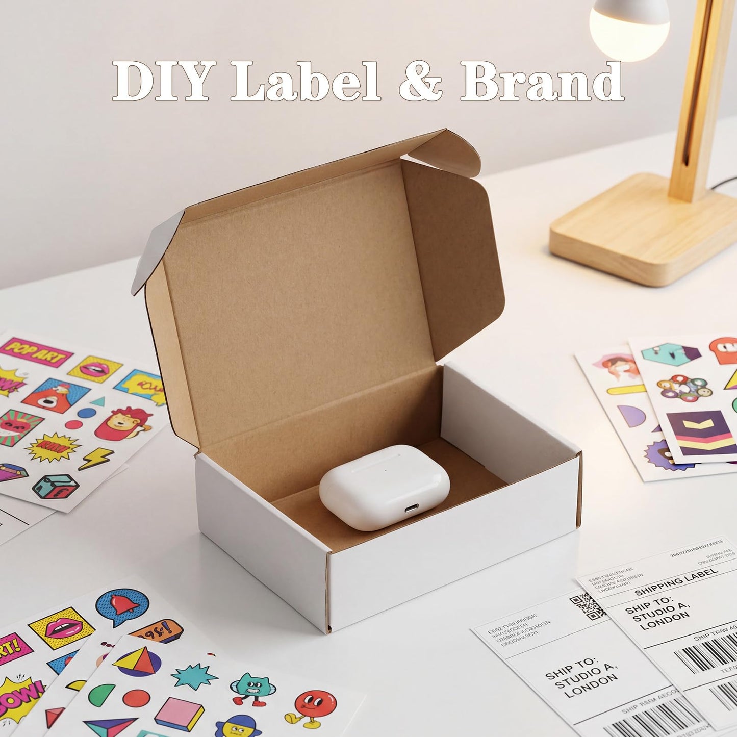 WIFTREY 7X5X2 Shipping Boxes Set of 30, 7X5X2 White Corrugated Cardboard Box for Packaging Small Business, Gift Packing, Mailing, Moving