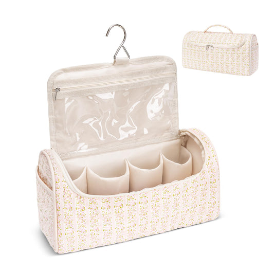 idoltimes Quilted Hair Tools Travel Bag, Cute Portable Organizer Case with Hanging Hook, Compatible with Dyson Airwrap Styler,Hair Curler Accessories