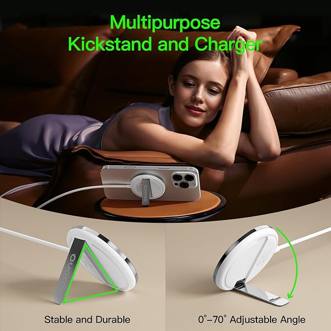 2025 Apple 2 Pack 15W Mag-Safe Charger 5FT Magnetic Wireless Charger with 20W Fast Charging Block Compatible with iPhone17/16/15/14/13/12 Series & AirPods 4/3/2/Pro/for iPhone Wireless Charger Stand