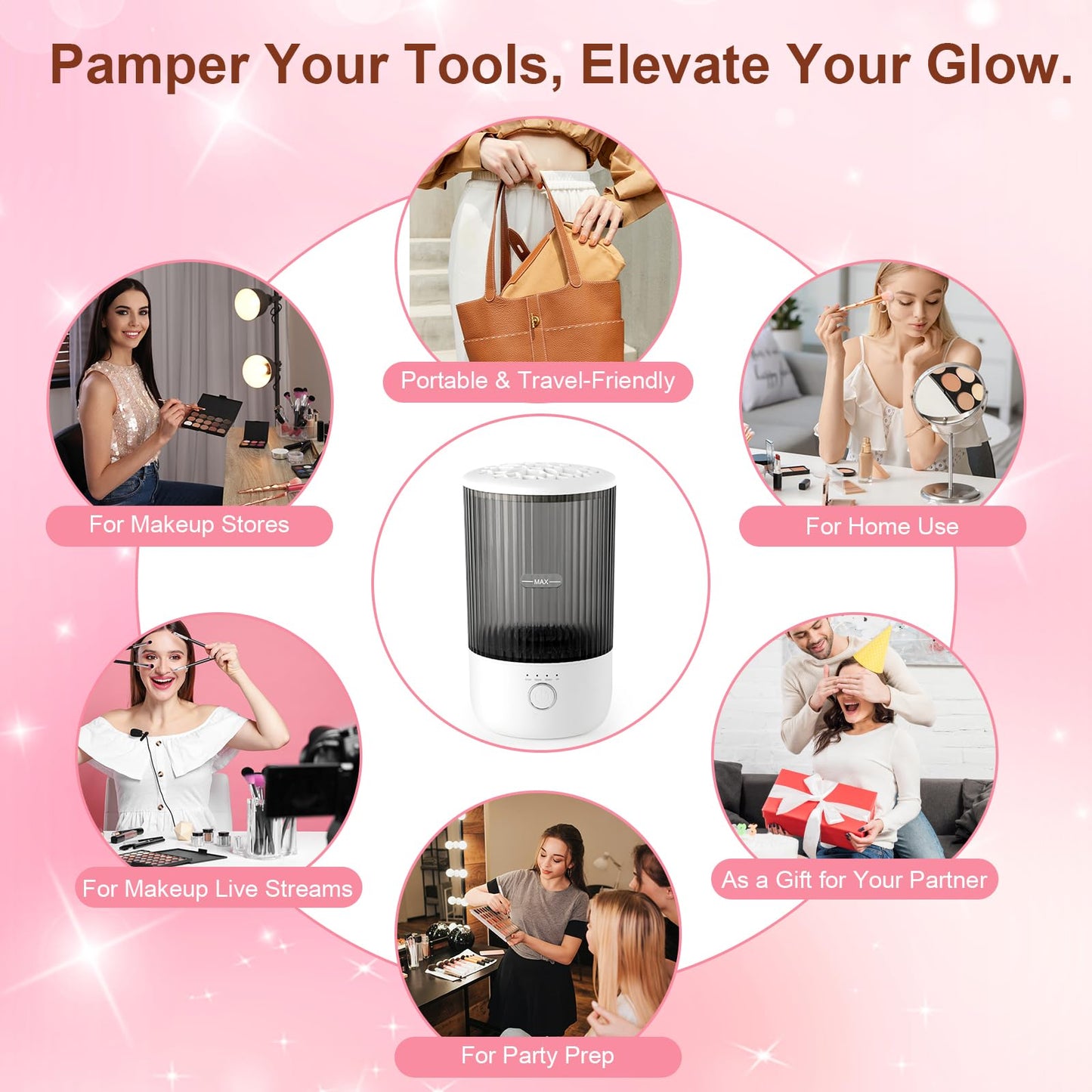 Electric Makeup Brush Cleaner, 6500RPM Automatic Makeup Brush Cleaner Machine, Portable Design with 1800mAh Rechargeable Battery for Makeup Brushes, Perfect Gift for Makeup Lovers