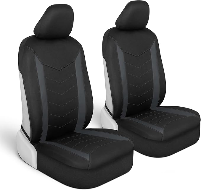 Motor Trend (2) Car Seat Covers for Front Seats with (2) Trimmable Car Floor Mats – Universal Fit Auto Accessories for Cars, Trucks, SUVs, Vans – Interior Protection and Vehicle Interior Shield Combo