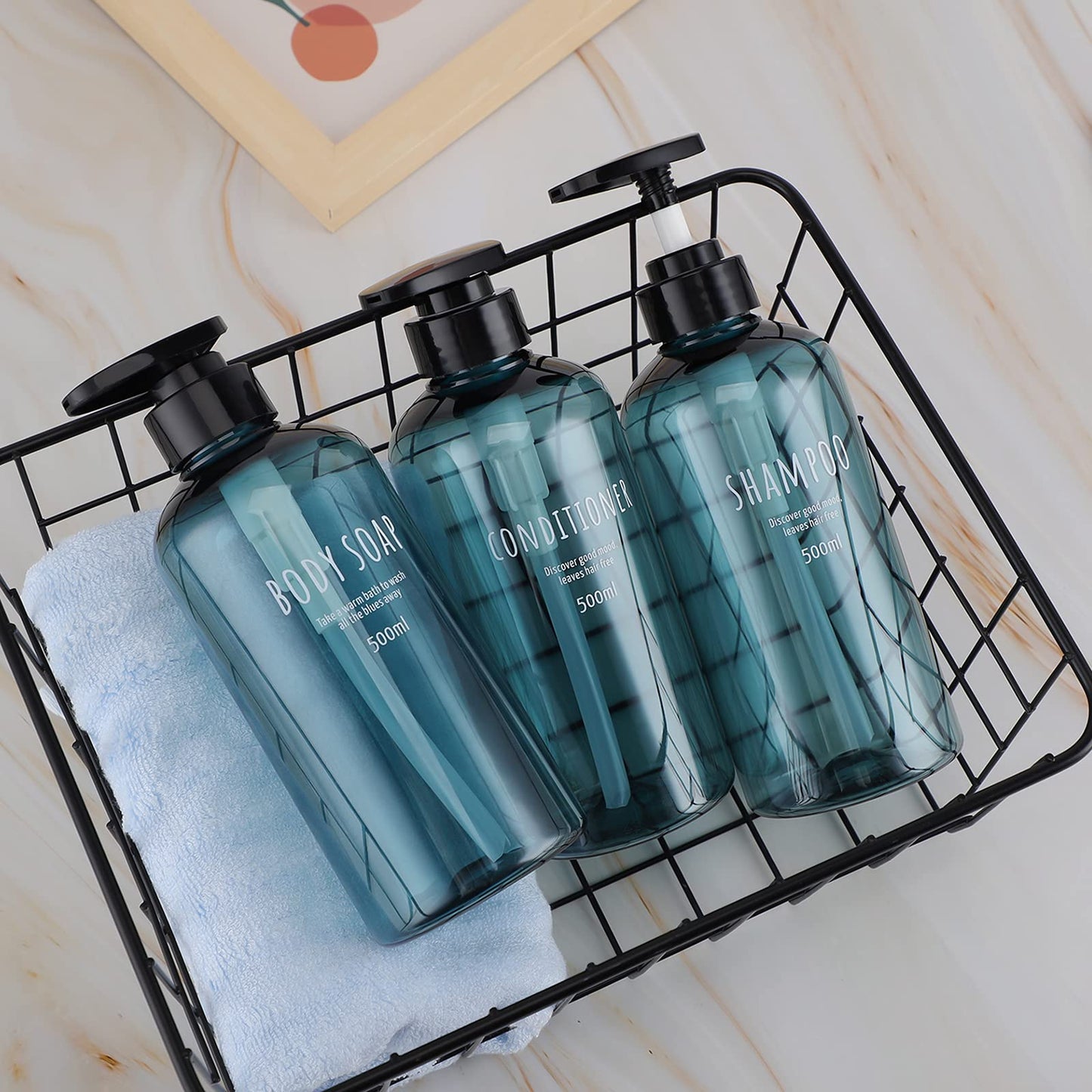 Segbeauty Shampoo Bottles with Pump, 16oz Empty Refillable Shower Bottle, 3 Pack 500ml Plastic Reusable Squeeze Lotion Dispenser for Shampoo and Conditioner Body Wash Liquid Soap Gel Bathroom Hotel