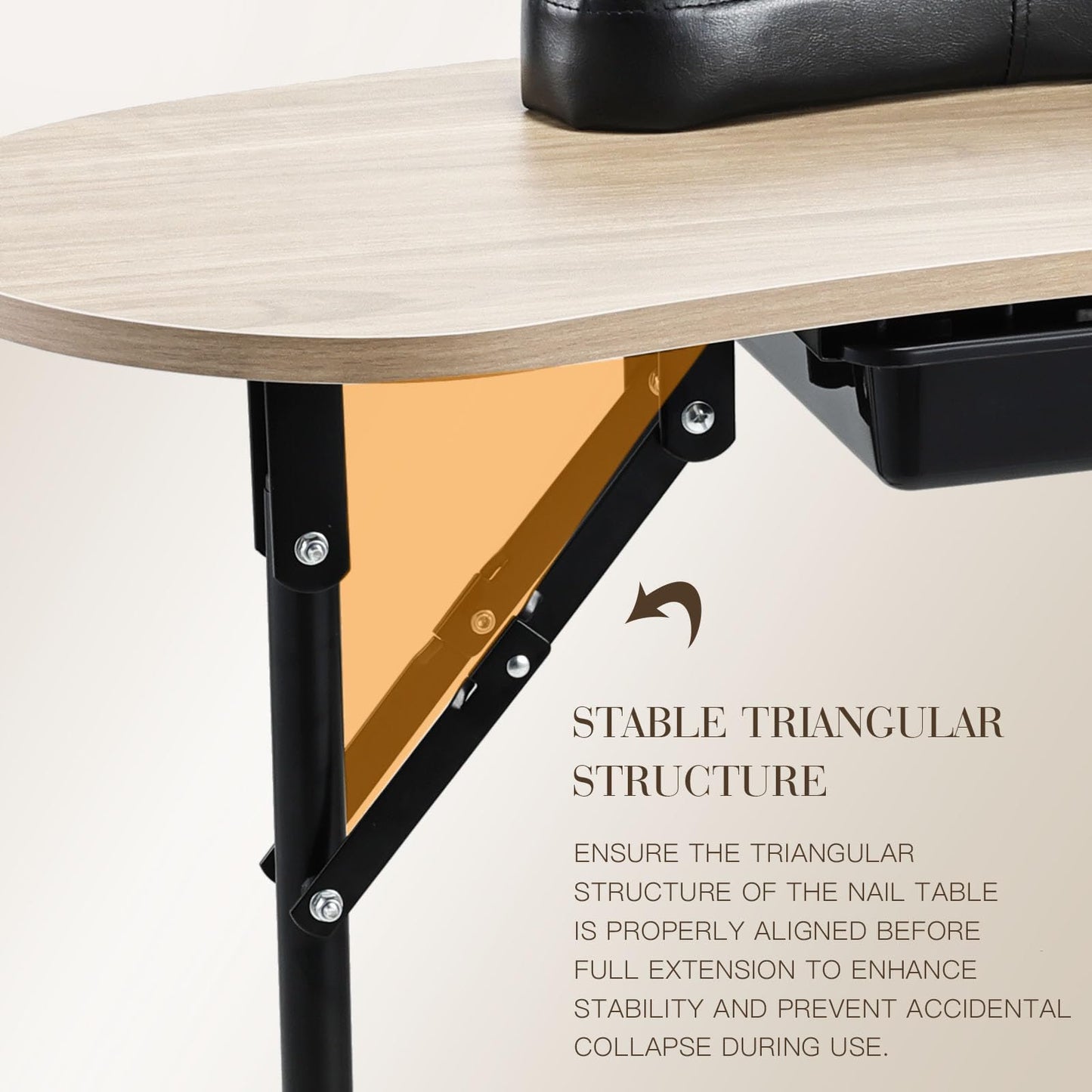 Joligrace Professional Foldable & Portable Manicure Table Nail Technician Desk Workstation 4 Lockable Wheels with Drawer Client Wrist Pad Free Carrying Bag Travel Nail Tech Spa Beauty Table Wooden