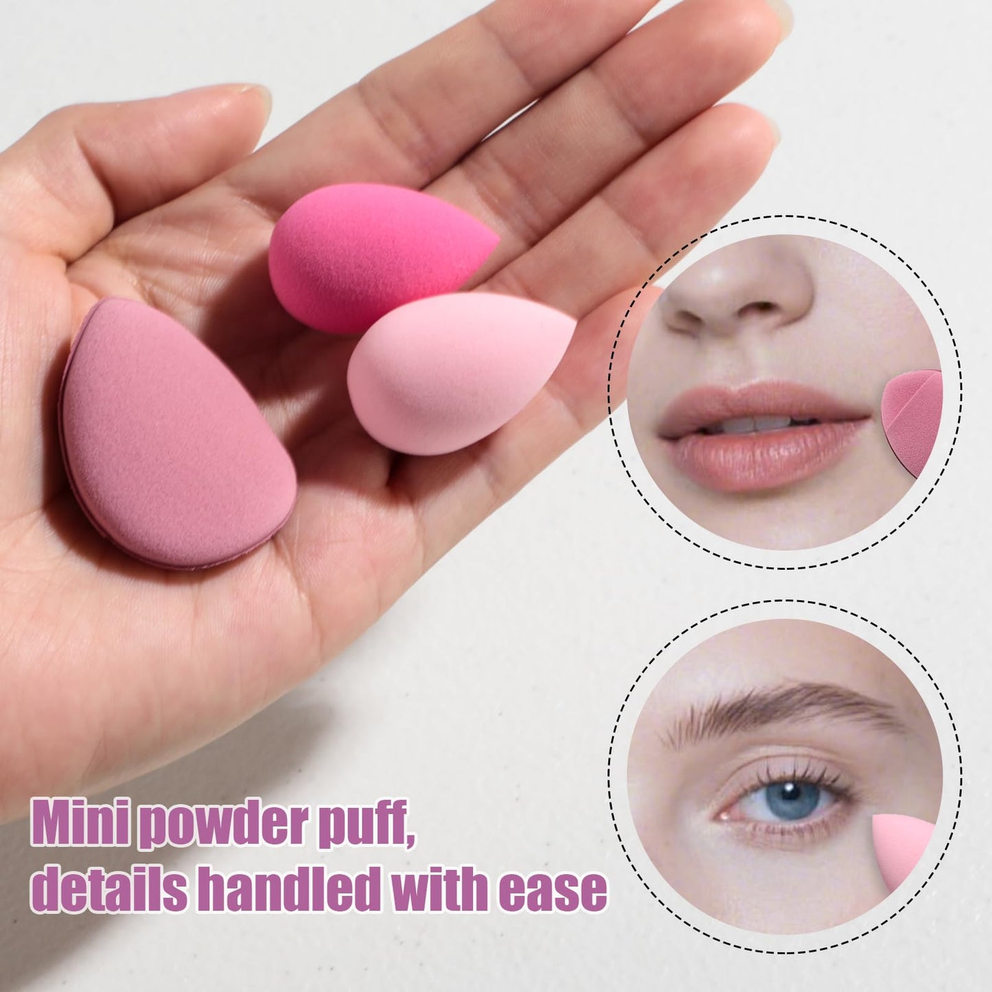 Makeup Sponges BS-MALL10 Pcs Premium For Foundation - Makeup Blending Sponge Set With Finger & Triangle Puffs For Multi-purpose Use, Travel Essential & Daily Makeup with Case