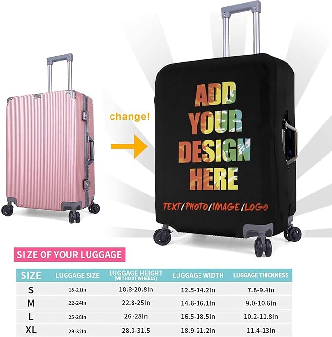 Personalized Luggage Suitcase Cover With Photo Dog Cat, Picture Custom Suitcase Cover, Custom Luggage Cover (XL (for 29--32 inch luggage))