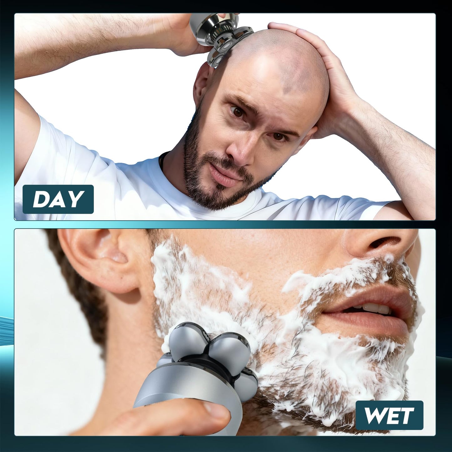 Head Shavers for Bald Men: Upgraded Detachable Head Shaver，6D Floating Heads，Dry and Wet Electric Shaver， Budget Option，IPX8 Waterproof,LED Display，Grooming Kit with Type-C Fast Charging