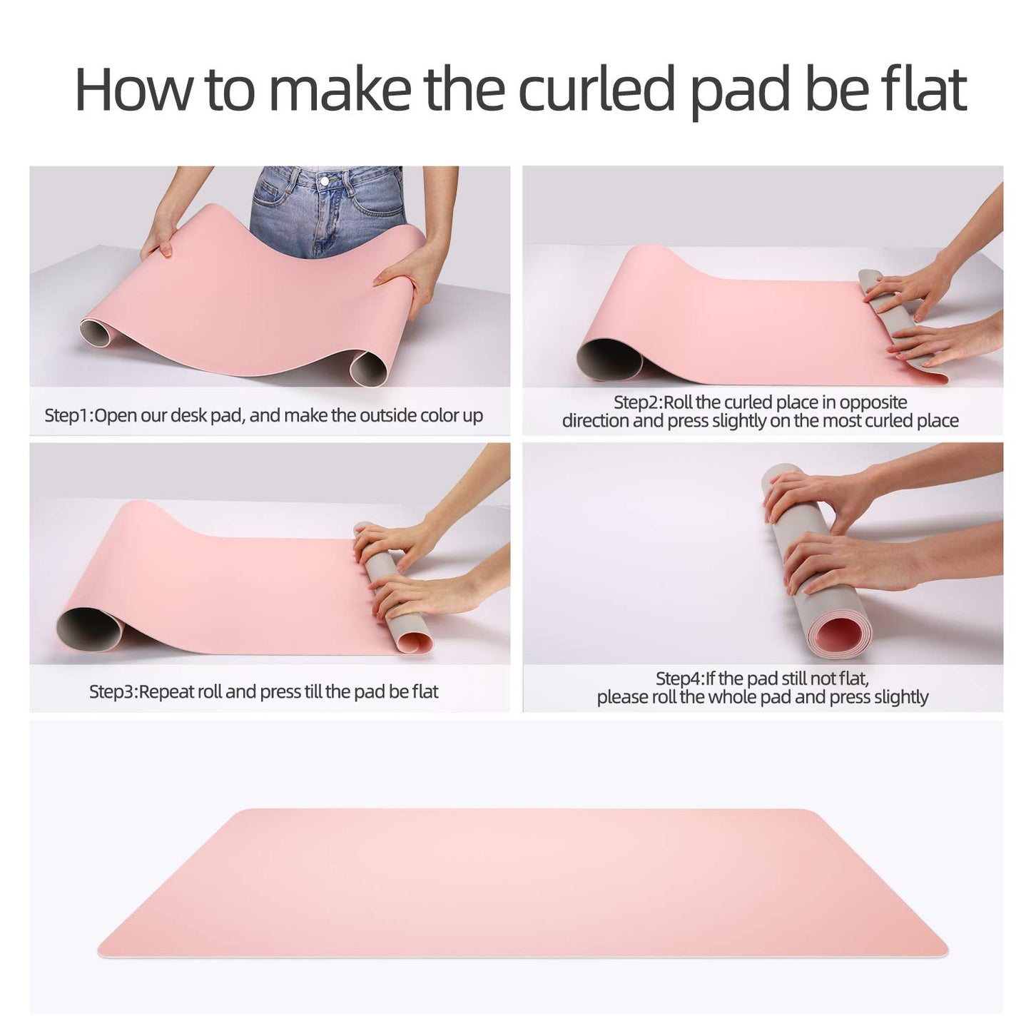 YSAGI Dual-Sided Desk Pad Protector, Desk Mat with Non-Slip - Waterproof PU Leather Office Desk Blotter for Mouse, Keyboard, Writing,31.5" x 15.7",Pink