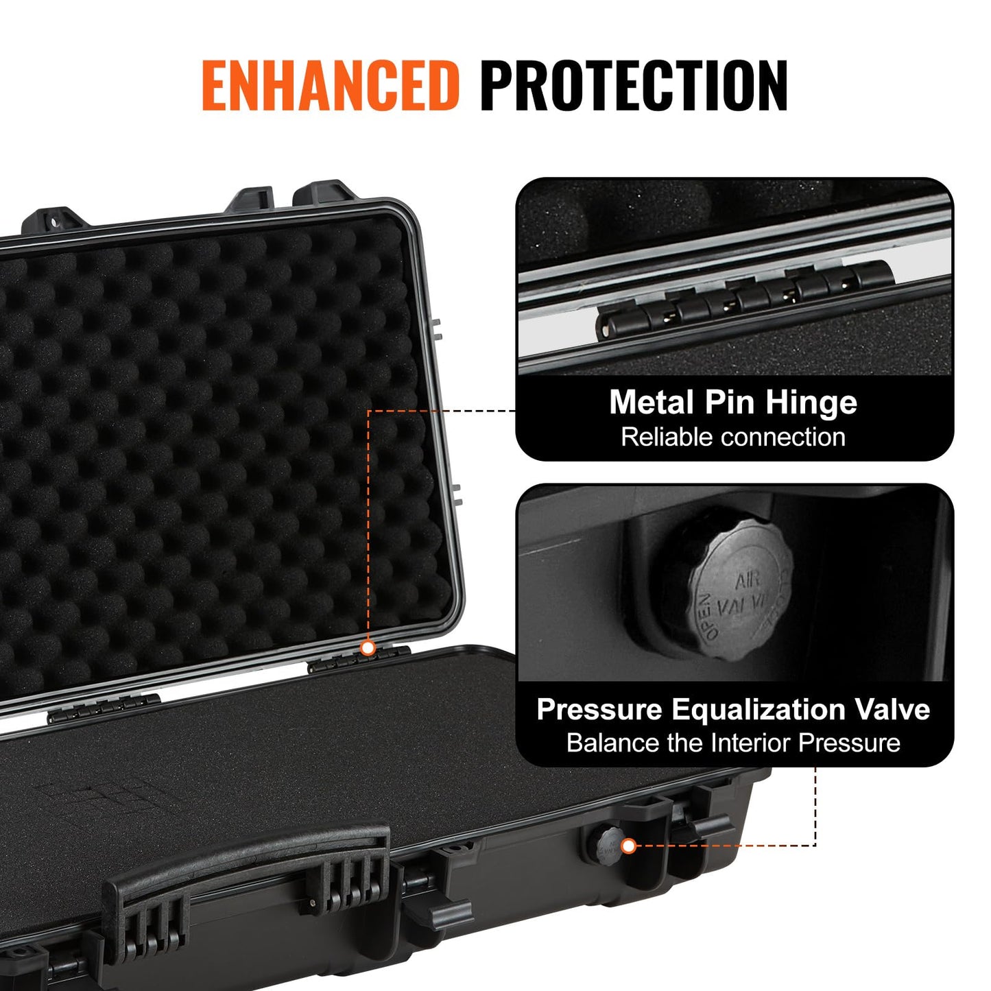 VEVOR Rifle Case, Hard Rifle Case with 4 Layers Fully-protective Foams, 42 inch Lockable Long Storage Case with Wheels, IP67 Waterproof & Dustproof, Black