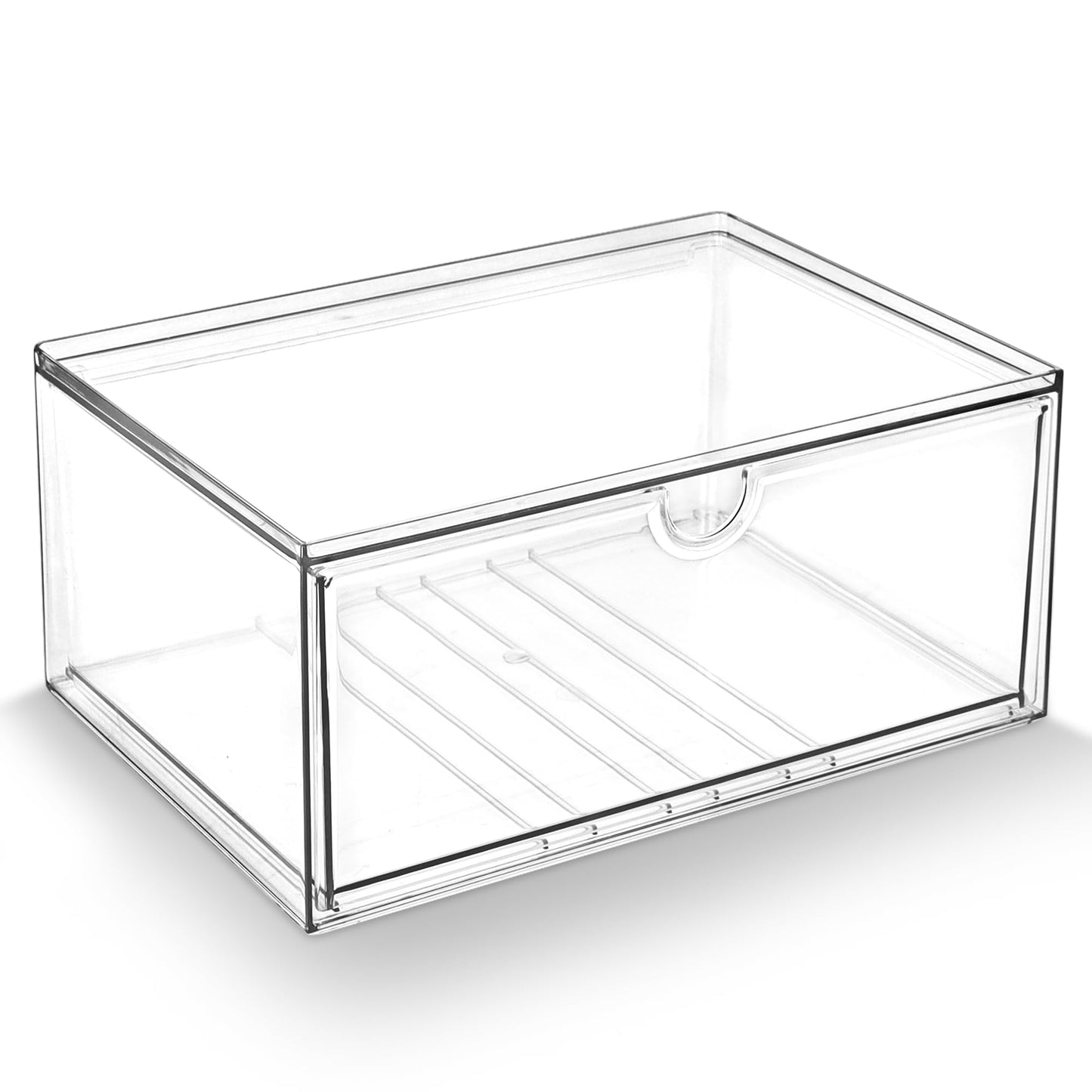 Prsildan Acrylic Makeup Organizer Stackable Clear Storage Drawers for Baby Bottles Desk Organizers for Countertop Vanity Nursery Adjustable Modular System for Cosmetics Jewelry