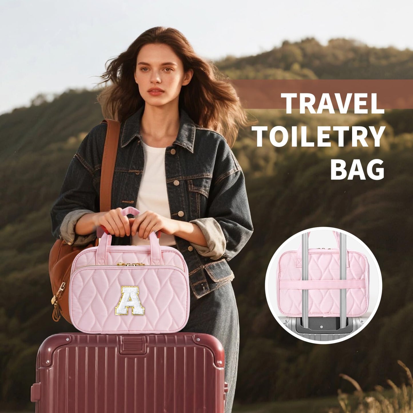 YOOLIFE Travel Toiletry Bag - Hanging Toiletry Bag for Women, Large Capacity Personalized Travel Toiletry Bag and Makeup Bag, Portable Travel Organizer Purple - A