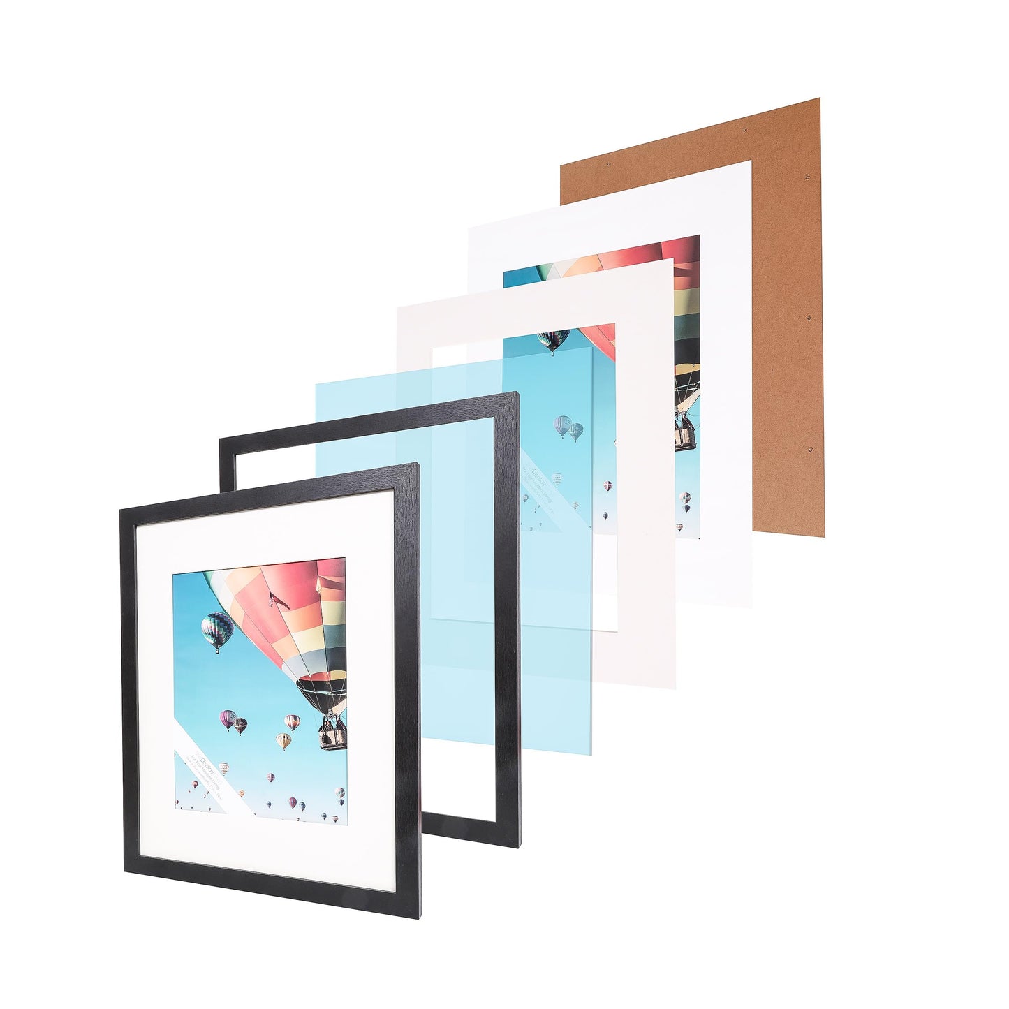 The Display Guys - Black Wooden Minimalist Picture Frames Set - Tempered Glass - 16x20 matted to 11x14 - Wall Hanging - 4-Pack