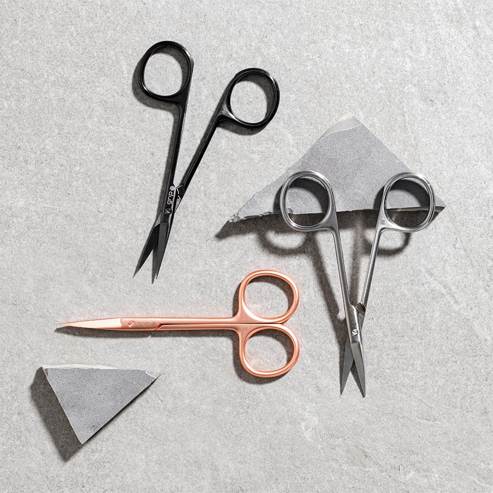 Grip Scissor Precision Rose Gold R5 – Stainless Steel Beauty Scissors for Eyebrows, Facial Hair & Nail Trimming – Fine Tip with Non-Slip Rose Gold Finish for Detail Work