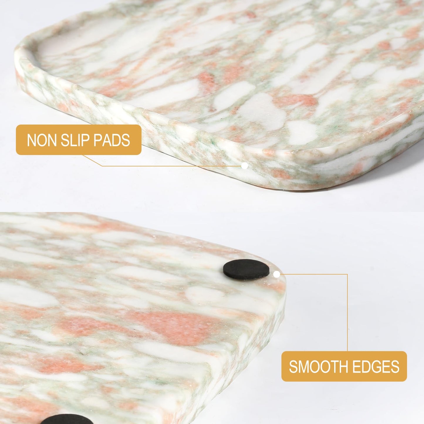 Koville Marble Tray, 12"x8" Marble Vanity Tray for Countertop Bathroom Kitchen Dresser, Decorative Catchall Trays for Perfume Jewelry, Rectangular Stone Serving Tray(Rosso Norvegian)