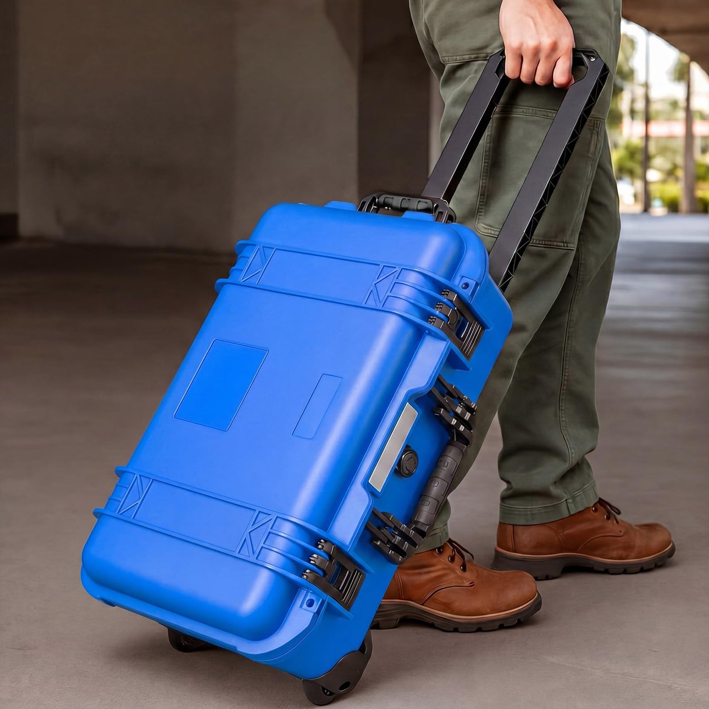 Relaxweex Rolling Camera Hard Case with Padded Dividers & Wheels, Impact-resistant Hard Shell Travel Case for Cameras, Lenses & Accessories(22 x 14 x 9 Inch,Blue)