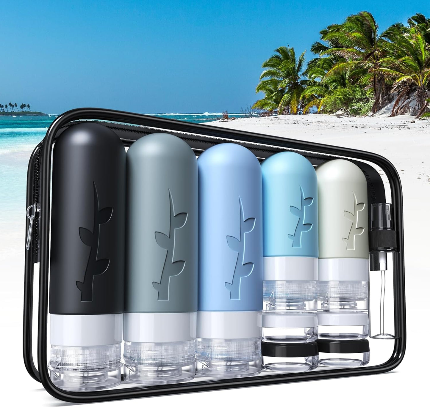 Aeomni 19 pack Travel Bottles for Toiletries, TSA Approved Silicone travel Size Containers for toiletries Set, Refillable & Leakproof Travel Bottles