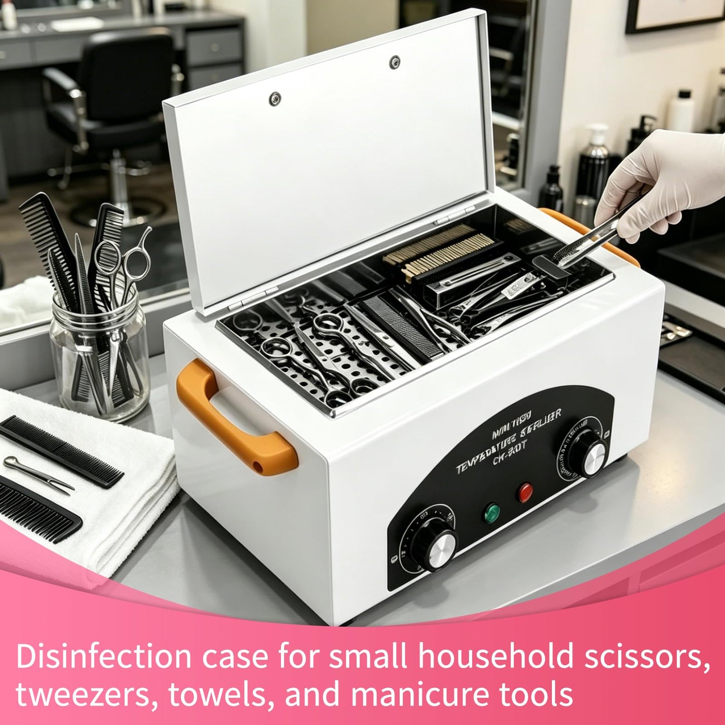 High Temperature Sterilizer Autoclave Machine, 110V 300W 1.5L with Timer Manicure Metal Tool Cleaner Machine,Autoclave Sterilizers, Nail Tool Sterilizer for Sundry Beauty Hair Nail Metal Tools