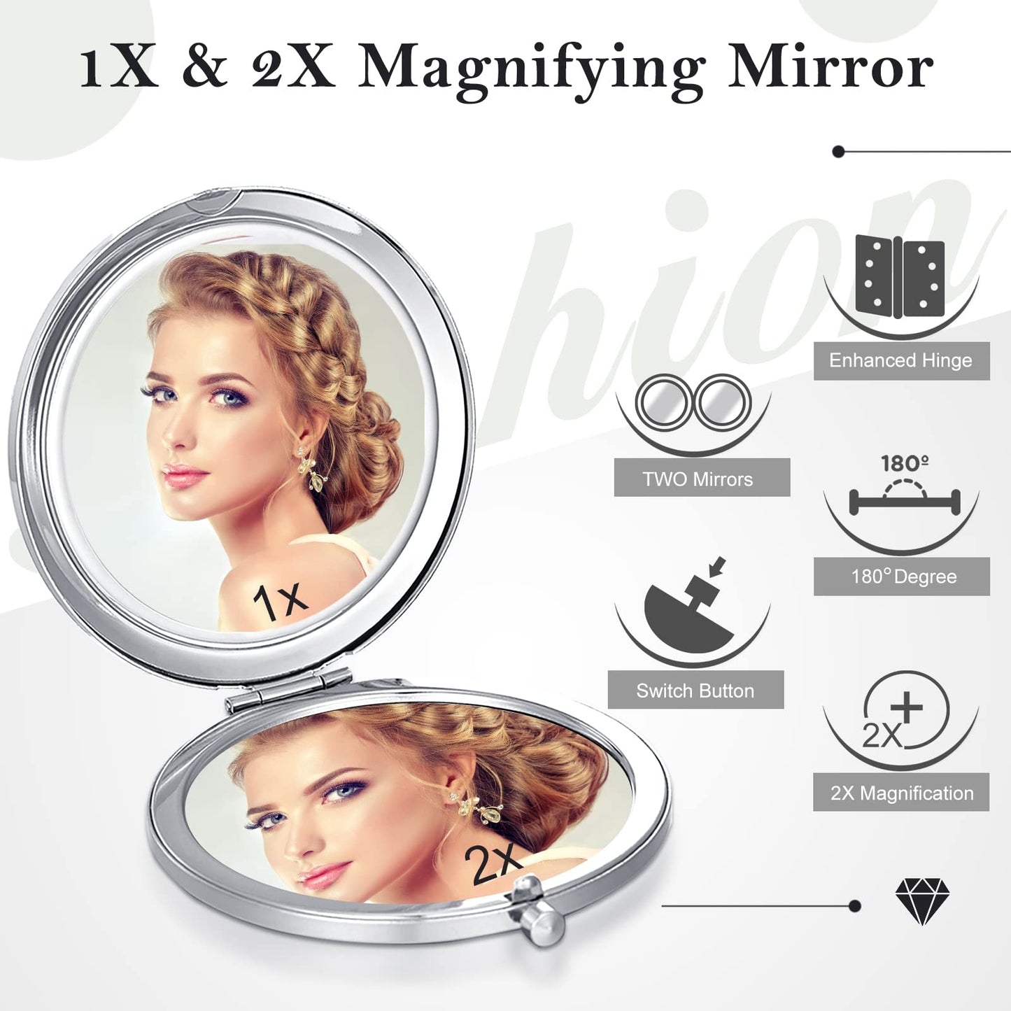 Yulejo 6 Pieces Compact Mirror Bulk Mini Pocket Mirror for Purse Makeup Small Portable Magnifying Cosmetic for Travel Pocket 2.75 Inch Round Folding Gift for Women Mom Bridesmaid Appreciation Wedding