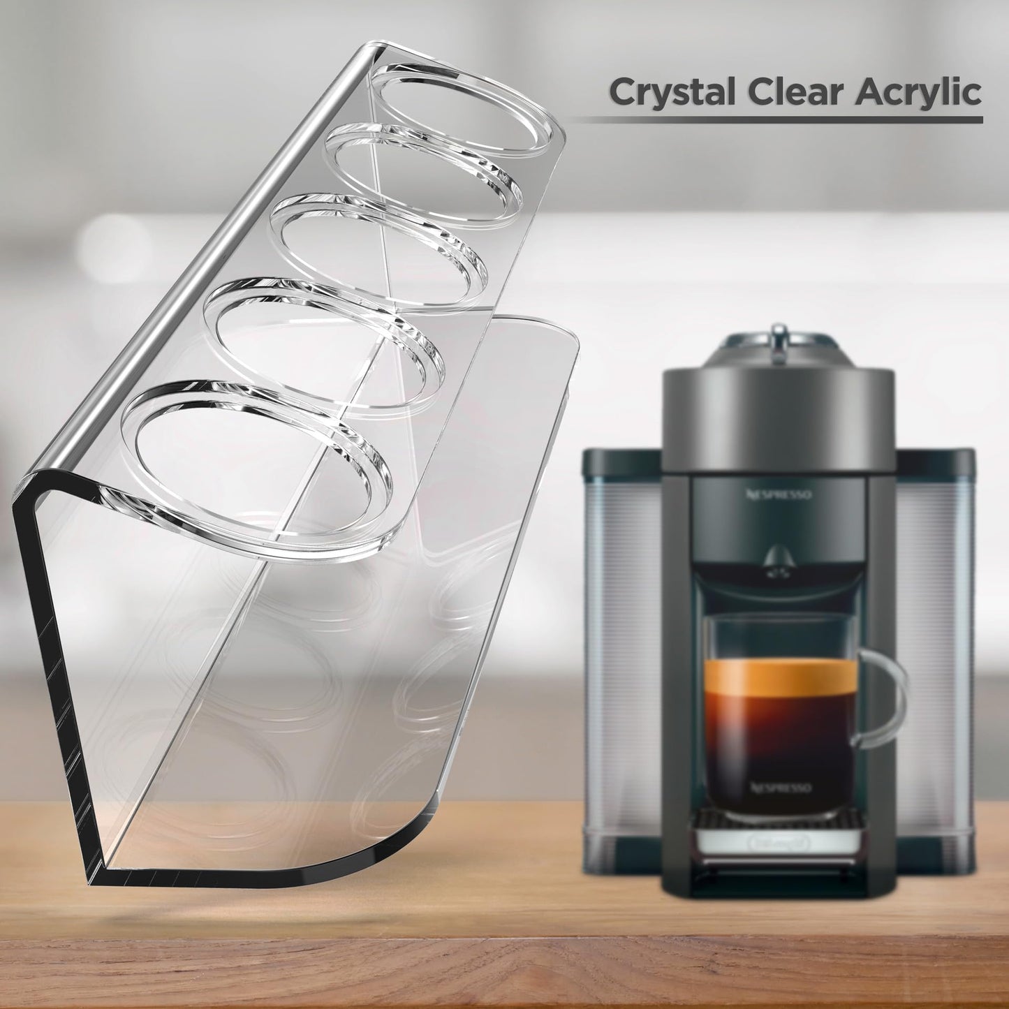 GALVANOX Wall Mounted Organizer for Nespresso Vertuo Pods, Easy-access Acrylic Holder for Original Vertuoline Box and 5 Coffee Pods (5 pods + 1 box)