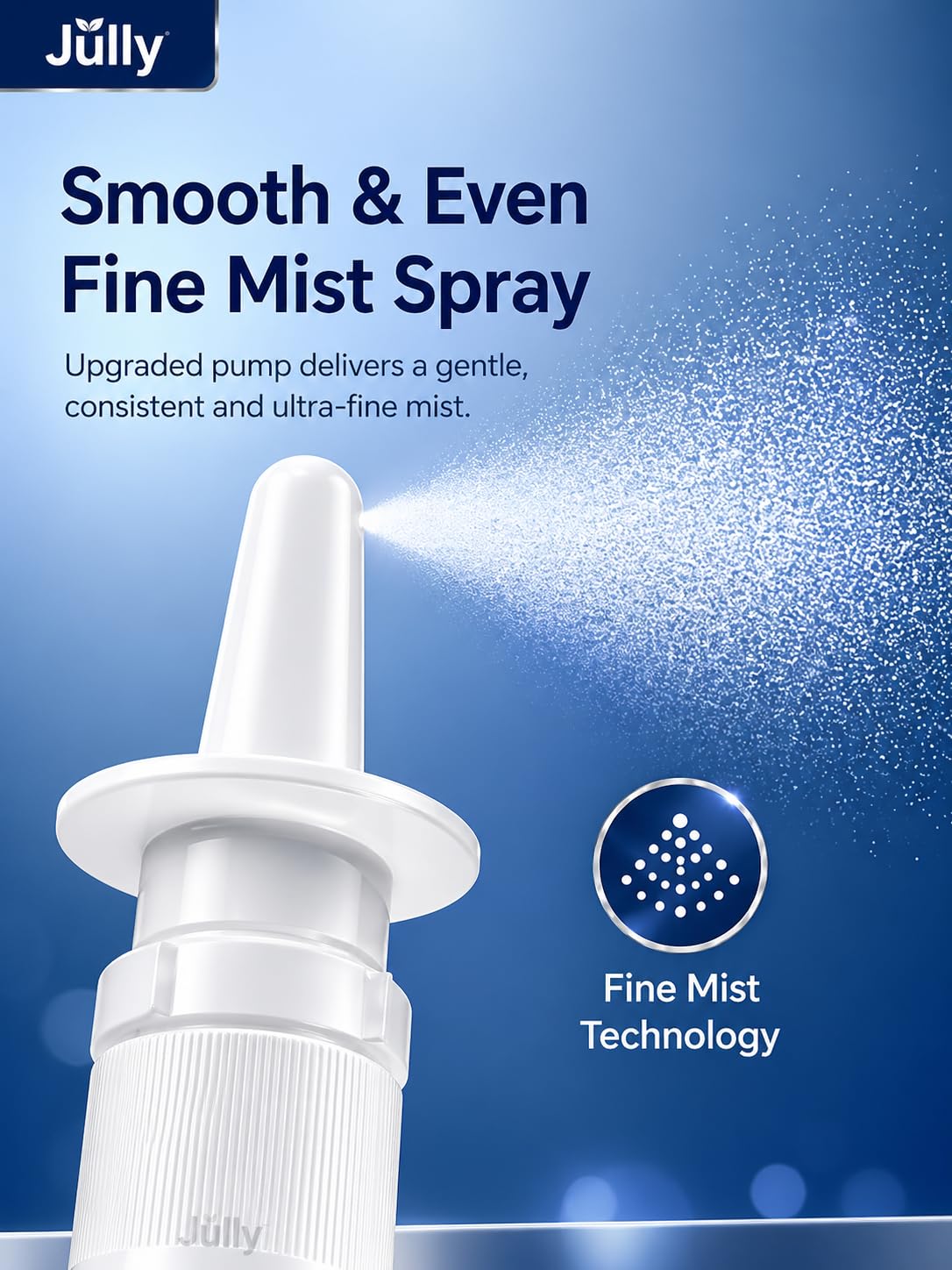 JULLY! 3-Pack 30ML Unique Mist Nasal Spray Bottle – Refillable Pump Sprayer for Nose, Durable HDPE Plastic, Leak-Proof Travel Size for Saline, Personal Care & Home Use, Easy-to-Use Dosage Mechanism