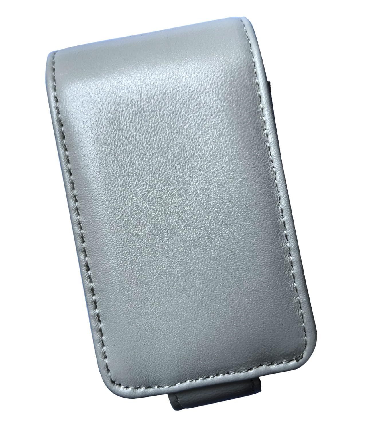 AgentMoon Handheld Lipstick Pouch with Mirror,Genuine Leather Lip Balm Case with Clamshell Magnetic Hidden Clasp.Portable Travel Cosmetic Case for Women Gift. 4.1x2.3x1.8 inches (Off-white)