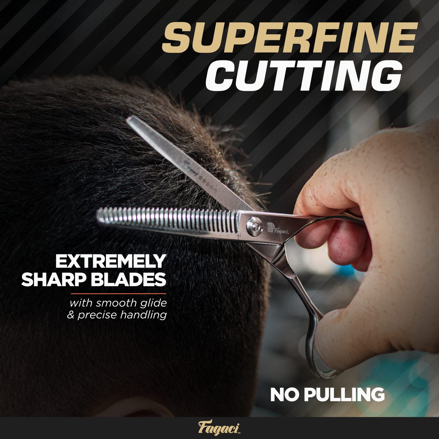Fagaci Left Handed Professional Thinning Shears 6 Inch with Extremely Sharp Blades, 440C Steel Thinning Scissors, Durable, Smooth Motion & Fine Cut, Hair Scissors with Elegant Sheath
