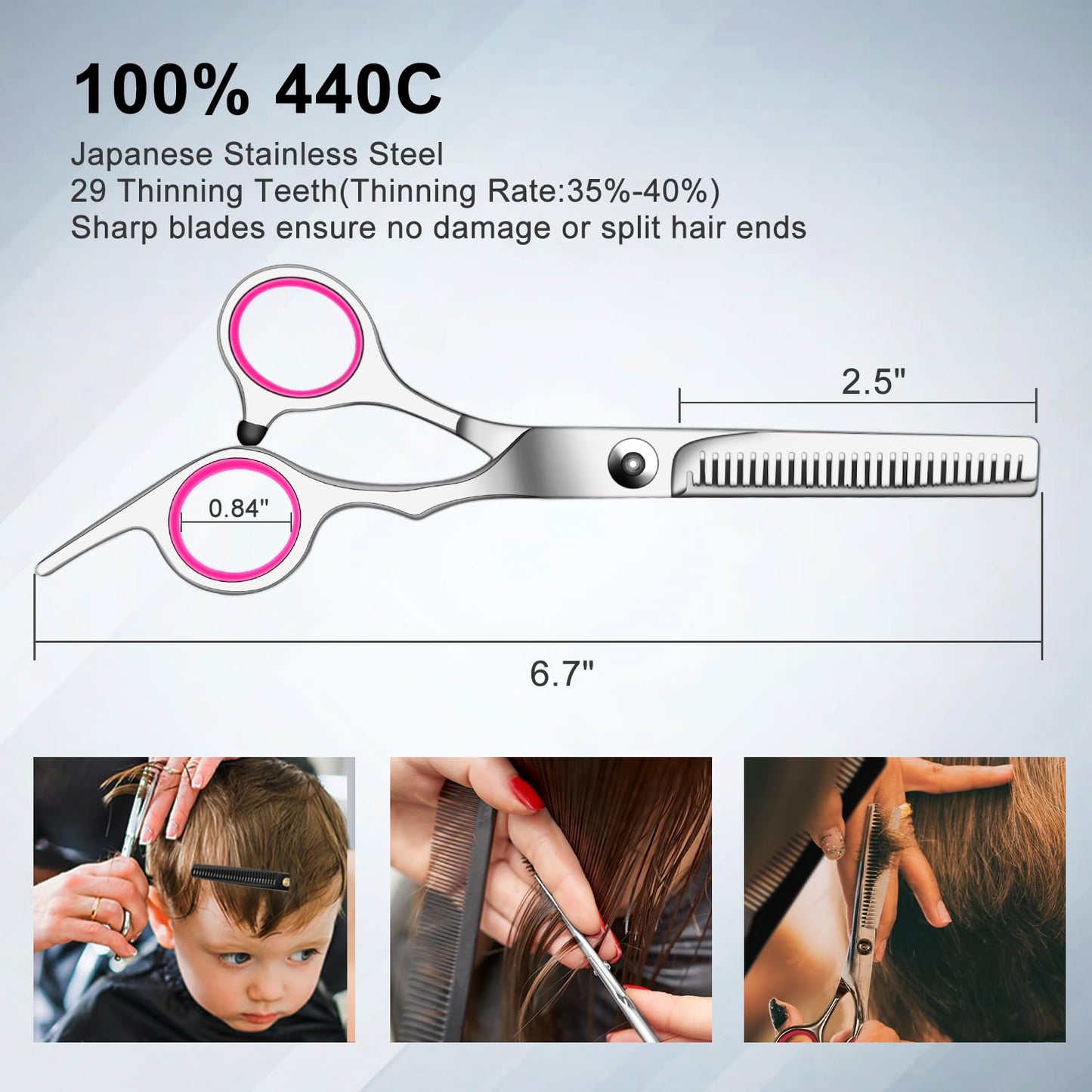 Sirabe 9 PCS Hair Cutting Scissors Thinning Shears Kit, Professional Haircut Scissors Set, Barber Hairdressing Texturizing Shears Tools for Salon Home Men Women Kids Adults Pet