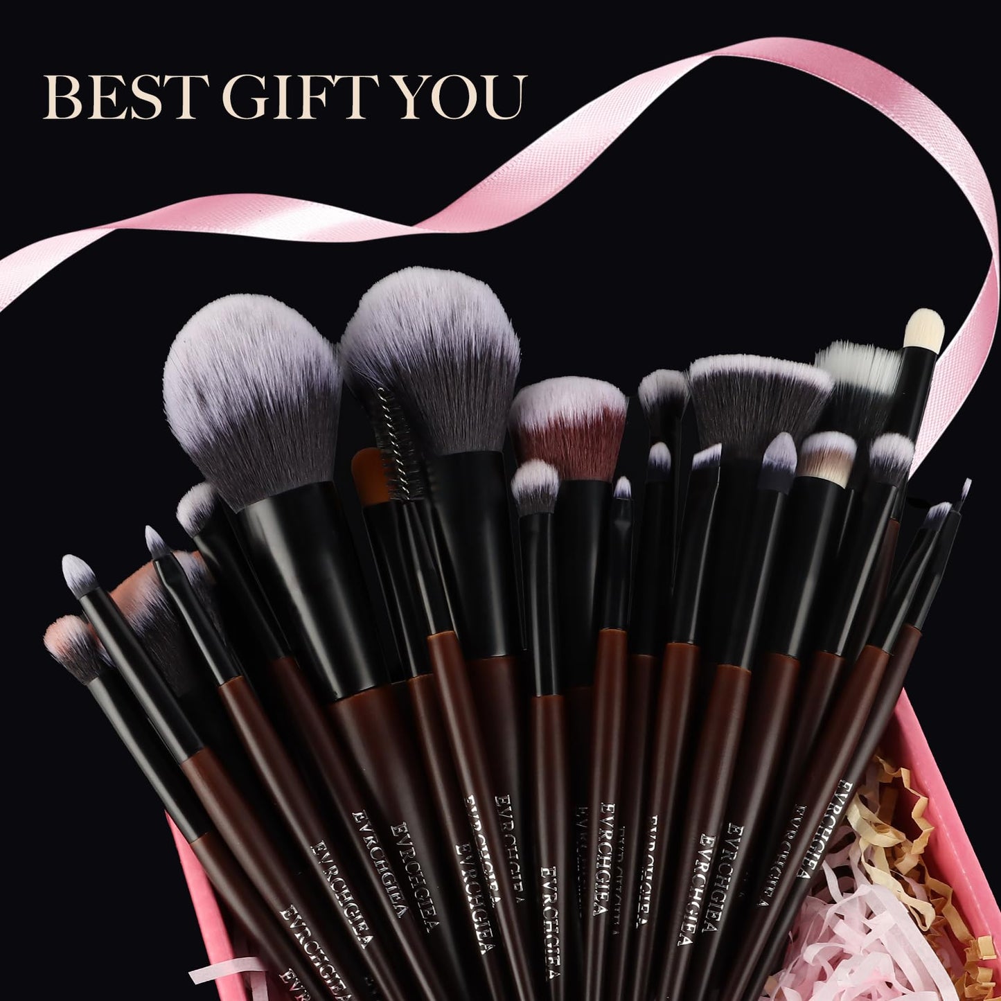 Professional Makeup Brush Set, 25Pcs Powder Foundation Blush Eyeshadow Brushes with Travel Case. All in One Brush Set, Soft Synthetic Vegan & Cruelty-Free(black)
