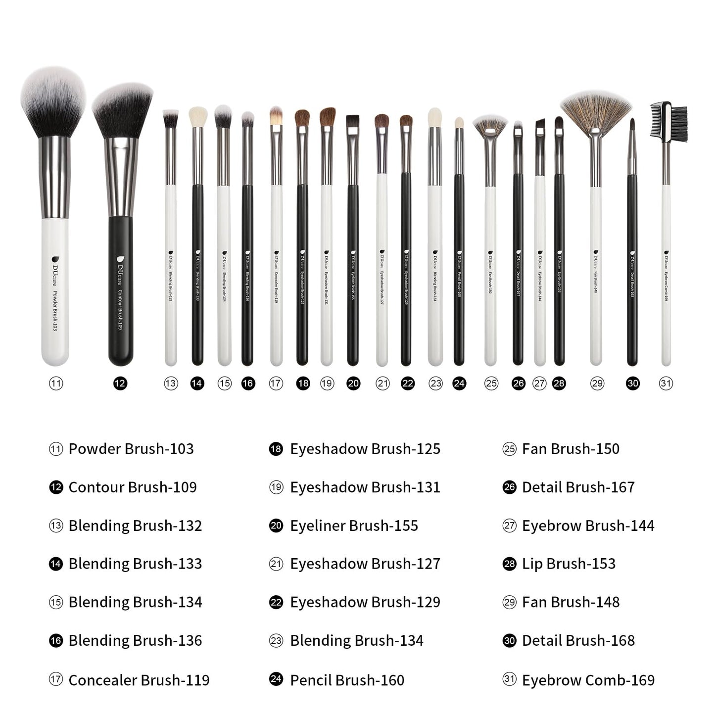 DUcare 31Pcs Pro Makeup Brushes Set with Organizer Dense Ultra Soft Bristle Luxury Make up Brushes for Foundation,Face Blending Powder, Contour, Bronzer,Highlight, Concealer, Eyeshadow