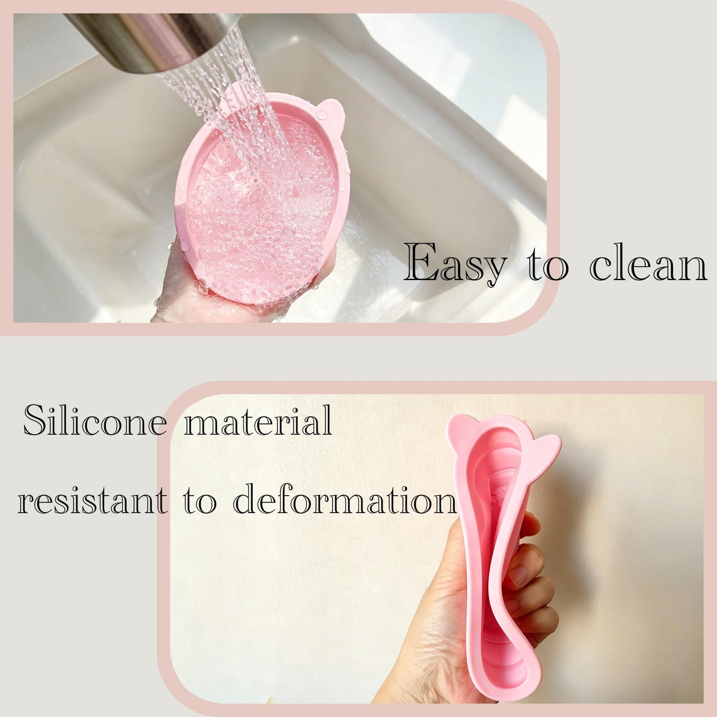 Silicone Makeup Brush Holder & Foldable Brush Cleaner Set – Travel Brush Case with Magnetic Closure, Portable Cleaning Bowl for Brushes, Sponges, and Powder Puffs (Light Pink)
