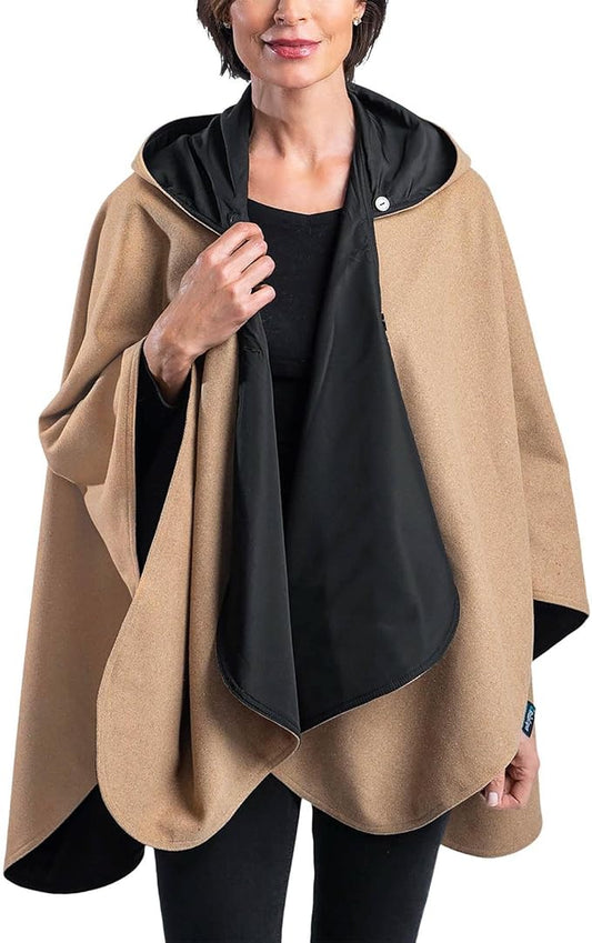 WarmCaper - Warm Rain Poncho for Women with Hood - Soft & Rainproof