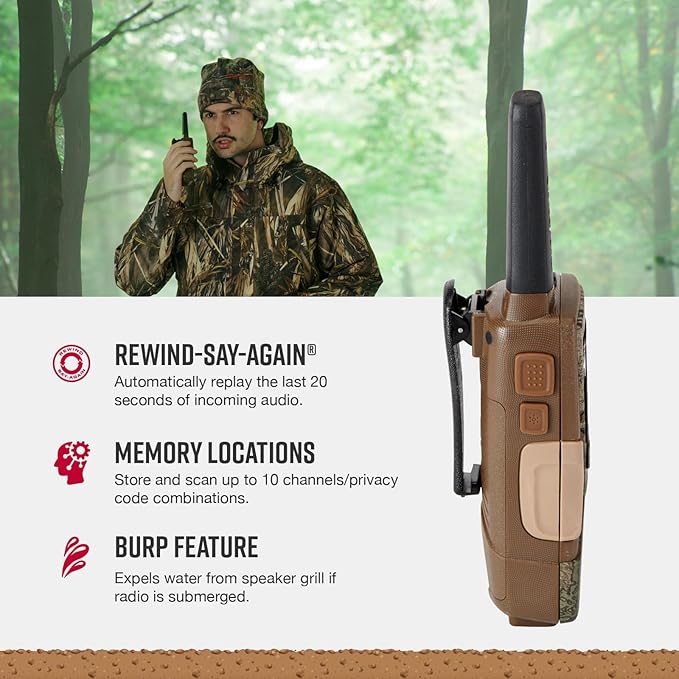 Cobra ACXT1035R FLT TTC Floating and Waterproof Walkie Talkies for Adults with Compatible Cobra Surveillance Headset: Rechargeable, 22 Channels, Long-Range, 2 Two-Way Radios, 2 Headsets