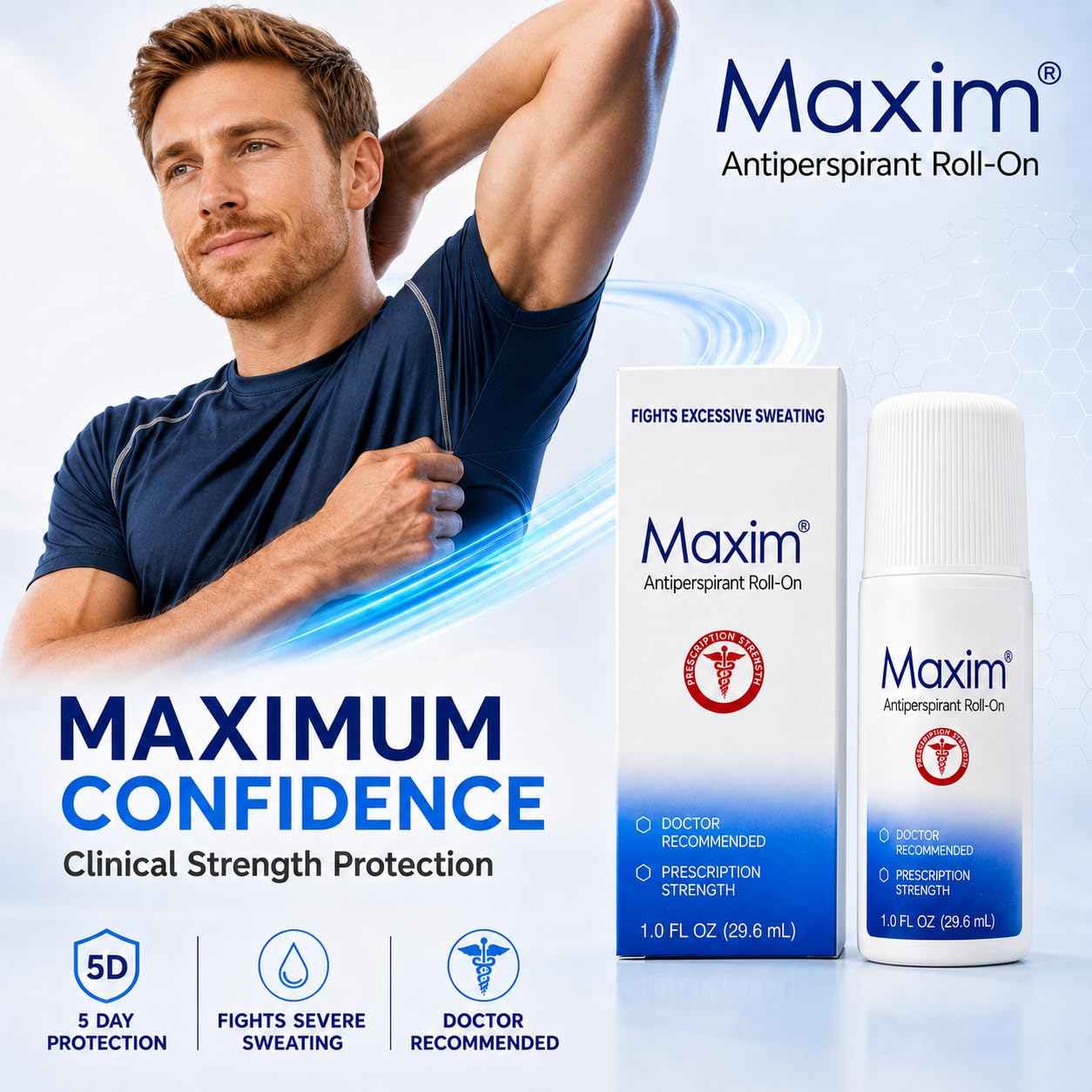 Maxim® Clinical Strength Antiperspirant for Hyperhidrosis Excessive Sweating – Stops Sweat Up to 48 Hours Per Use – Antiperspirant for Men and Women Certain to Keep you Dri