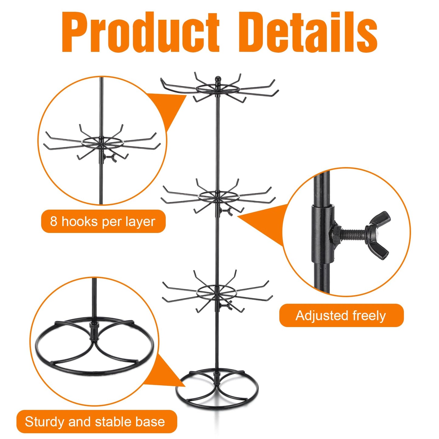 Tandefio 2 Pcs Rotating Display Stands 2 Tier and 3 Tier Metal Retail Rack Spinning Holder for Jewelry Bracelet Earring Keychain Display Vendor Events Supplies