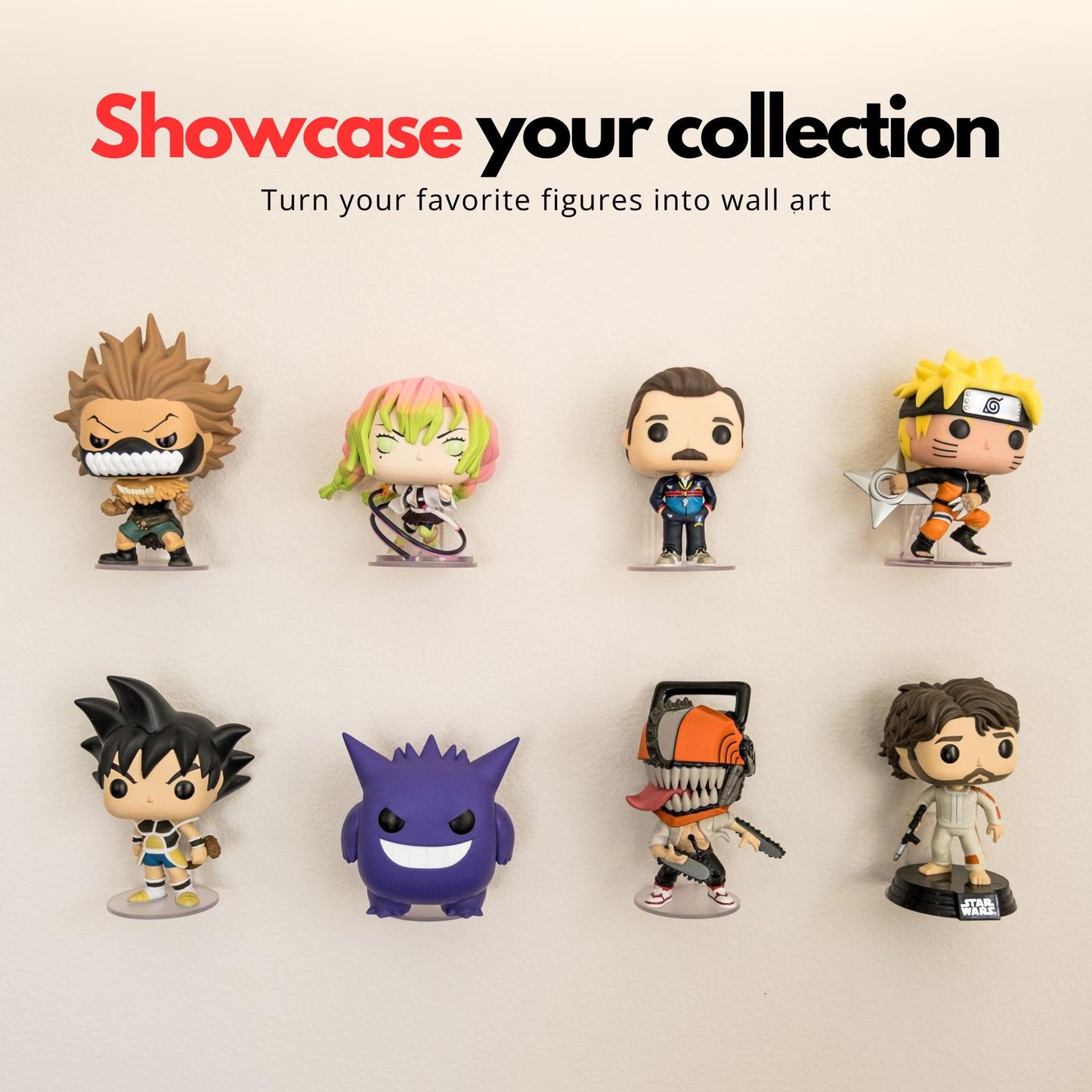 Modern JP Adhesive Display Shelf for Funko Pop Figures (16-Pack) – Pop Shelf Wall Display – Action Figure Stand – Easy Adhesive Install – Clear