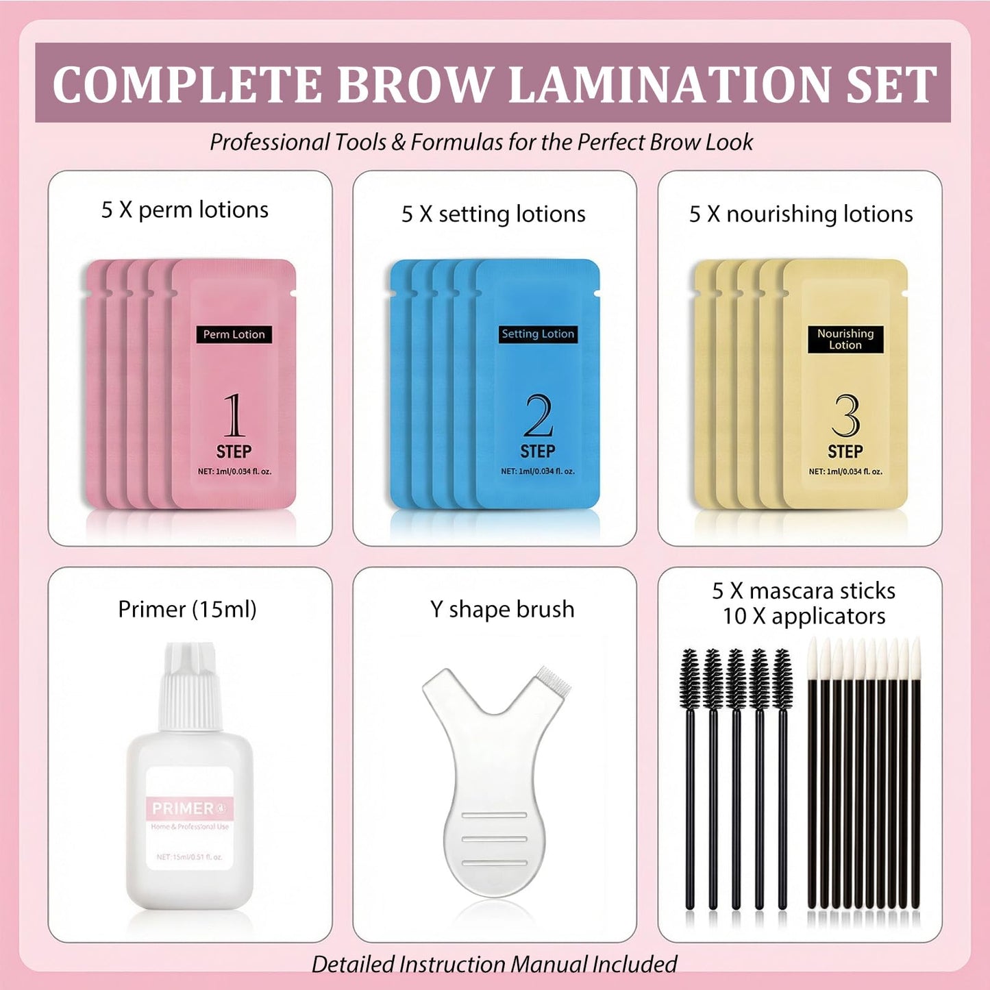 Brow Lamination Kit, Lift & Set Your Brows for a Fuller, Thicker Look, 6–8 Weeks Long-Lasting Eyebrow Lift Kit for Easy At-Home Use, Up to 5 Applications