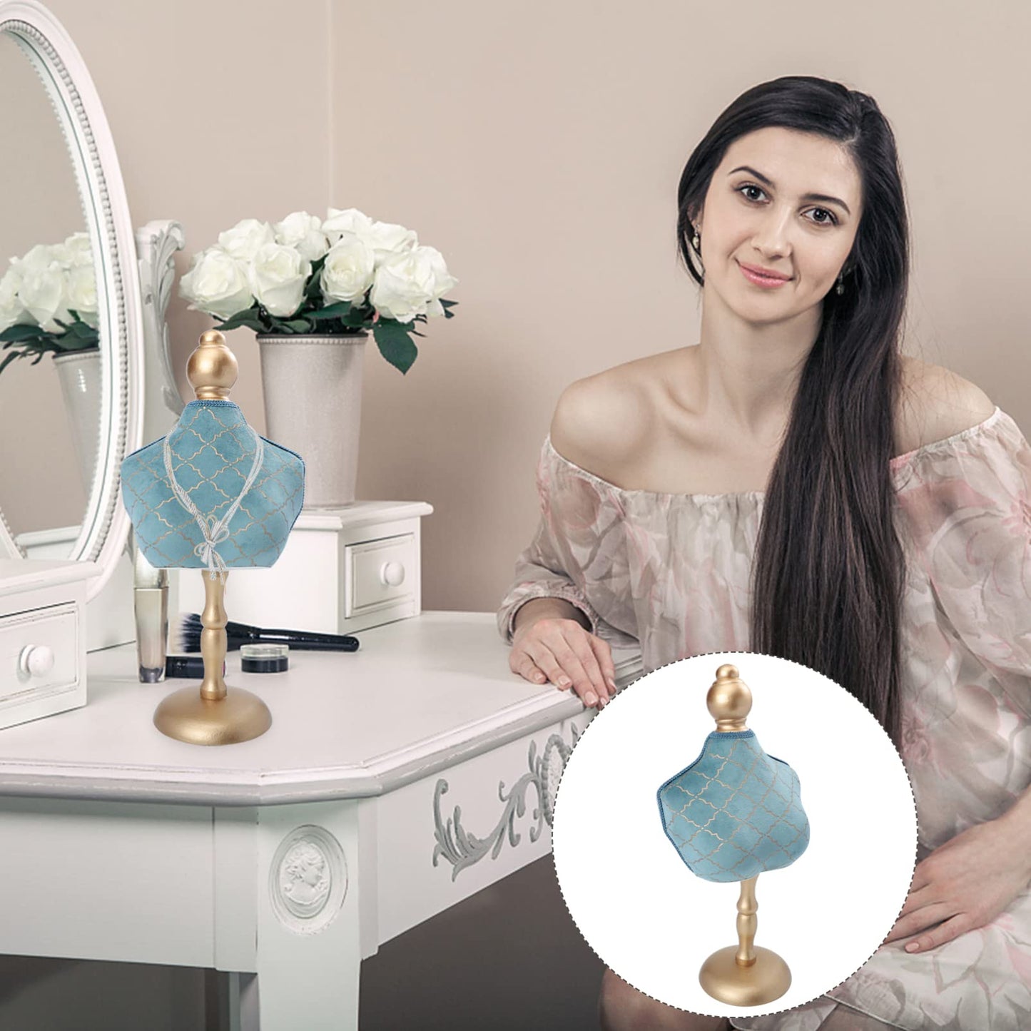 Tofficu Necklace Organizer Jewelry Holder Necklace Display Stand for Storage Jewelry Stand for Necklaces 14.17 X 7.08 X 4.33 in for Store Home Photography Prop