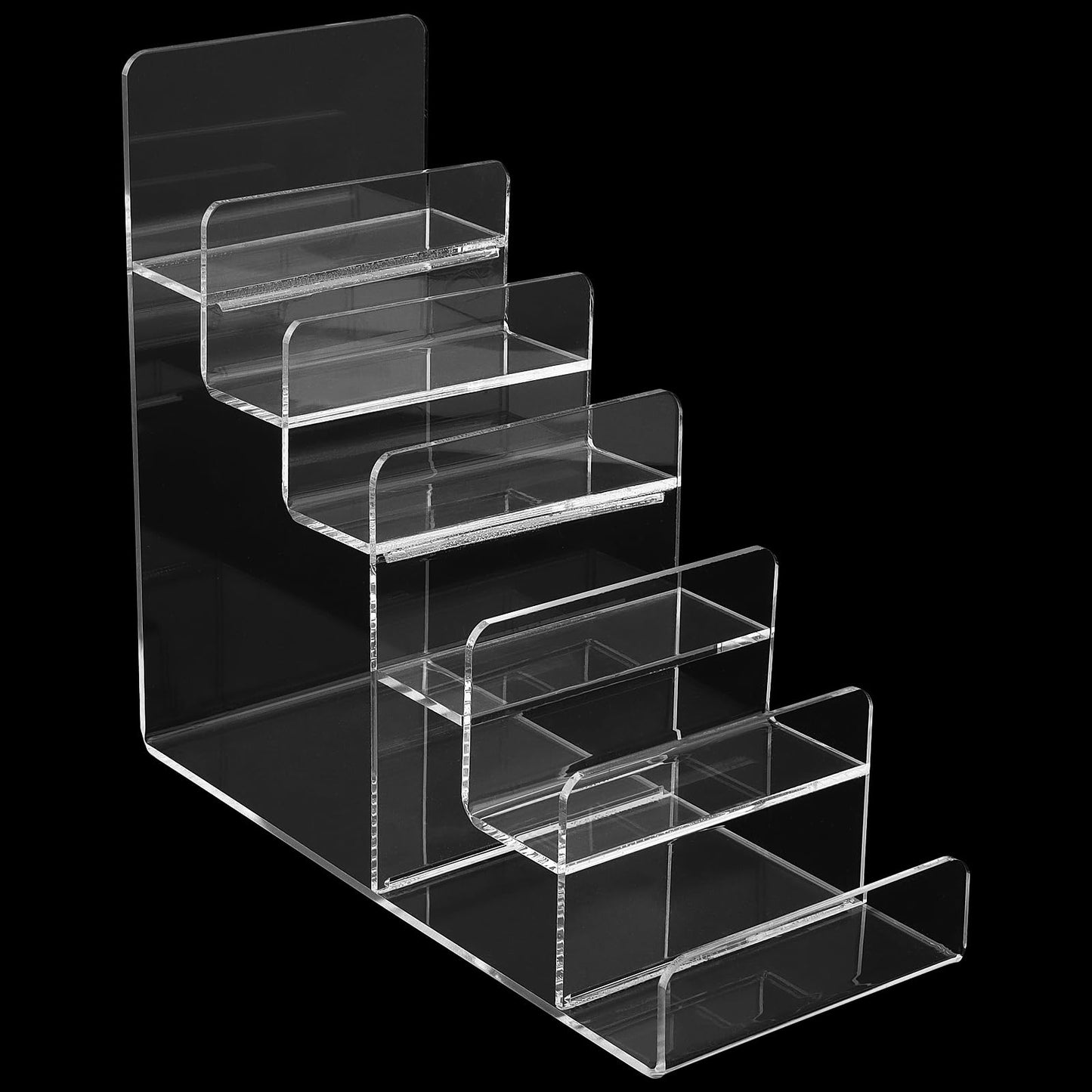 MOUYAT 6 Tier Acrylic Display Stand Clear Riser Display Shelf, Acrylic Wallet Display Stand Holder, Greeting Card Display Riser for Pops Figure, Makeup, Sunglasses, Purse, Jewelry, 9.2x3.9x8.4Inch