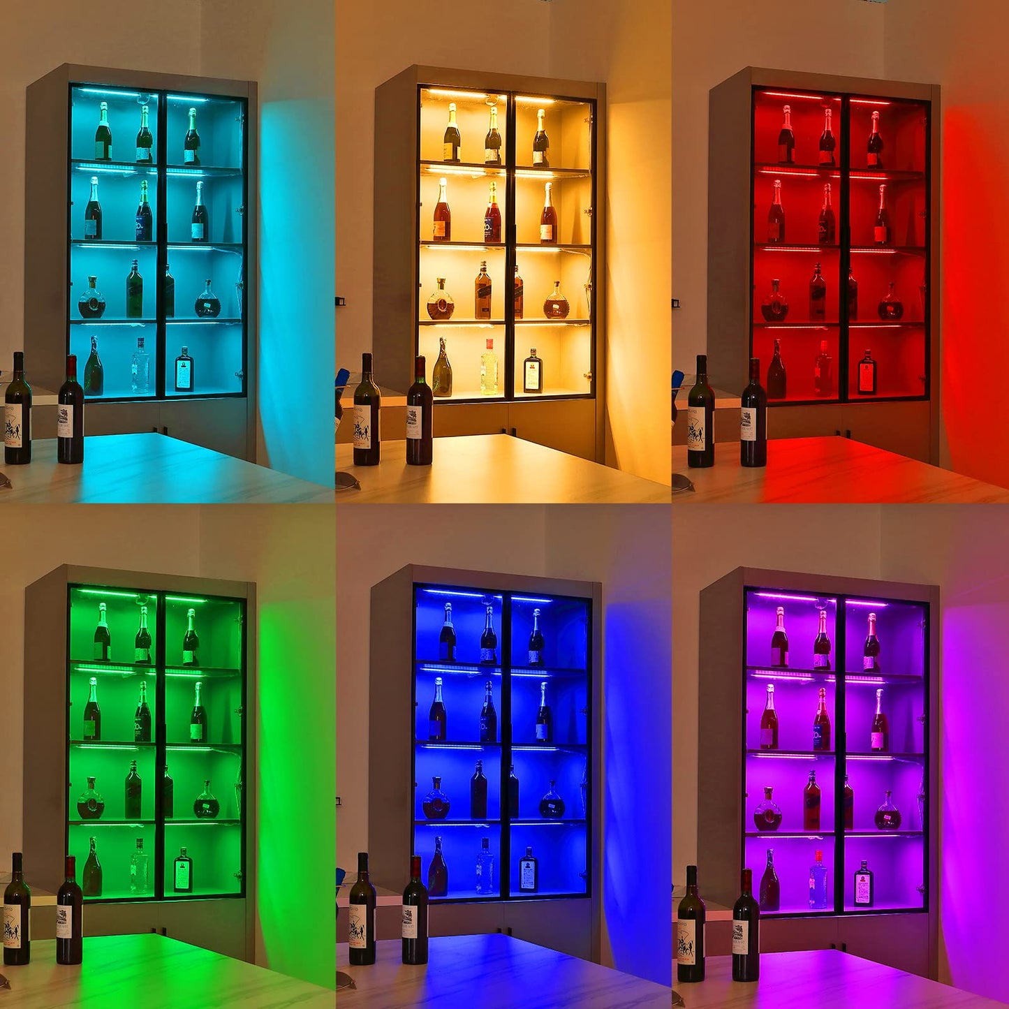 Litever Under Cabinet LED Lighting Kit. RGB Color & Bright Warm White Light. Slim Linkable LED Light Bars with Power Adapter, Controller, Extension Cords. Max 24W. Dimmable. Plug in. RGB + 3000K.