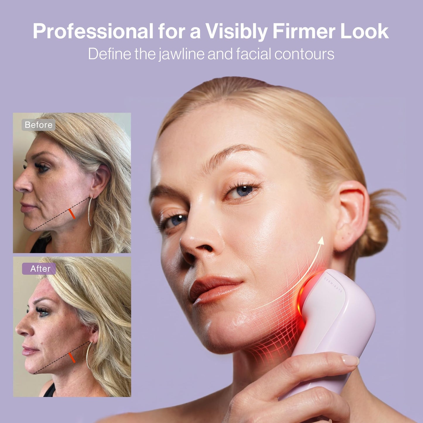 DermRays Multi-Functional Microcurrent Device with 650nm Red Light, 4-in-1 Facial Toning Tool with Multi-Leading Tech for a Visibly Radiant & Youthful Appearance