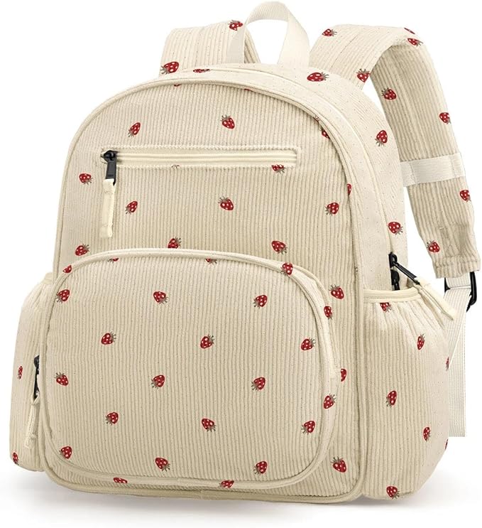 Corduroy Kids Backpack for Girls, Girls Backpack 5-9, Kindergarten Elementary School Bookbag for Girl 15.3" H Fit Folder