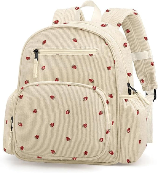 Corduroy Kids Backpack for Girls, Girls Backpack 5-9, Kindergarten Elementary School Bookbag for Girl 15.3" H Fit Folder