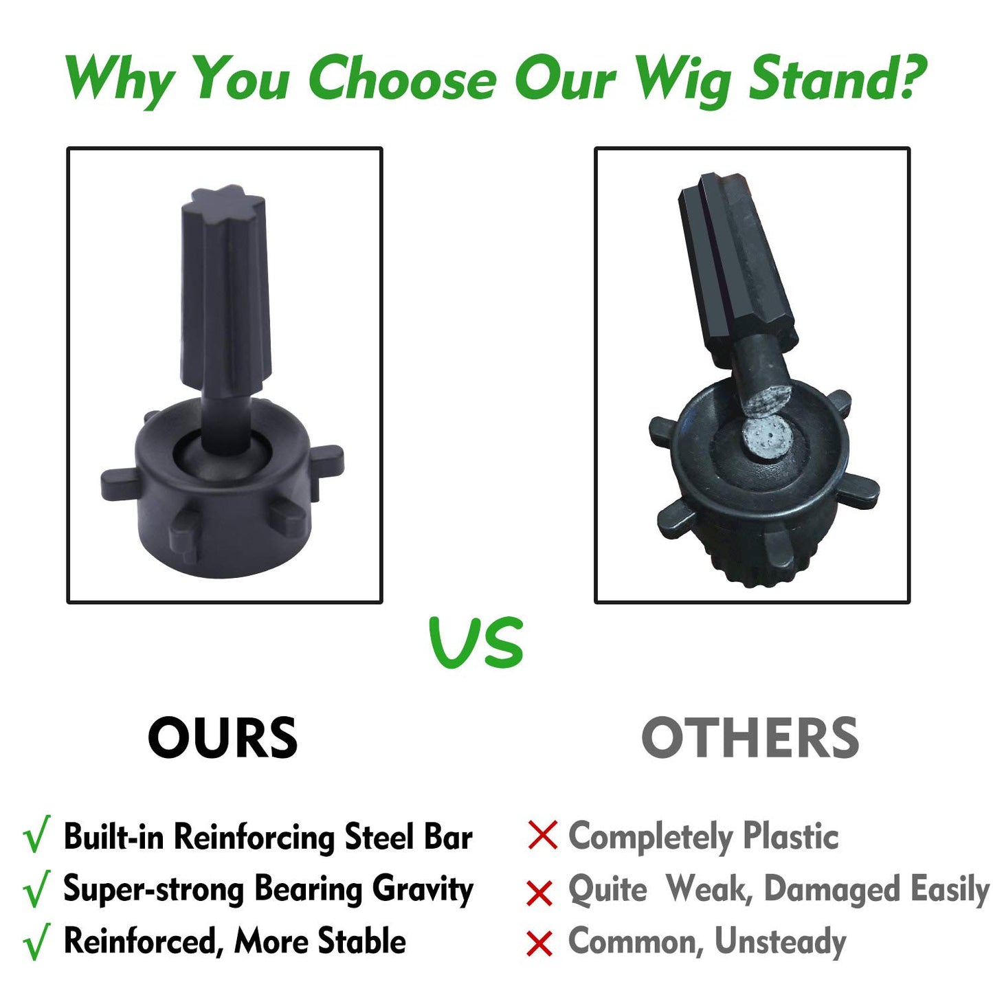 Klvied Reinforced Wig Stand Tripod for Mannequin Heads, Adjustable 34.64-51.48 Inch Wig Head Stand with 0.8 Inch Top Base, Carrying Bag, T-Pins, Wig Caps, Comb and Hair Clips