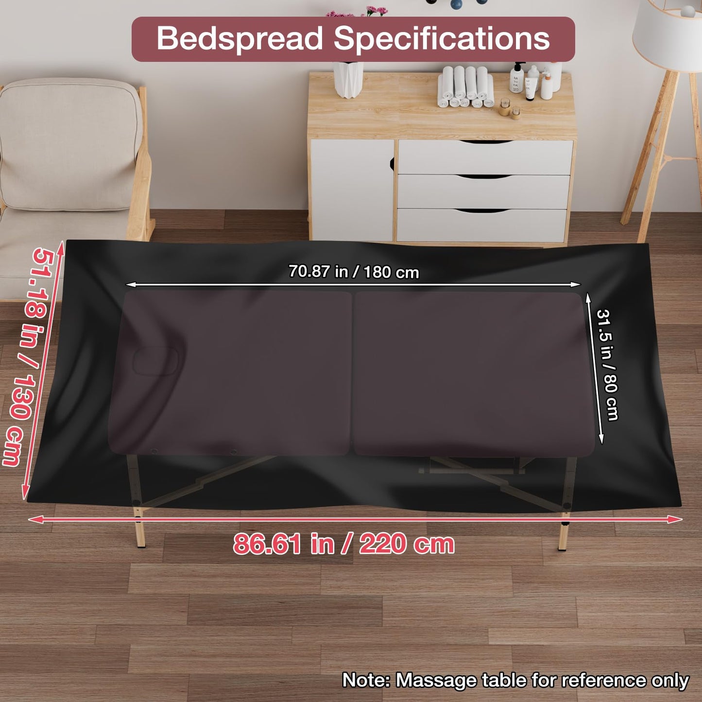 Noverlife 87x51in Massage Table Sheet, Reusable Wax Mat Pad Waterproof Massage Bed Cover Sheet, PVC Waxing Mat for Esthetician Bed Oilproof Waxing Table Sheet Fabric SPA Bed Cover for Beauty, Tattoo