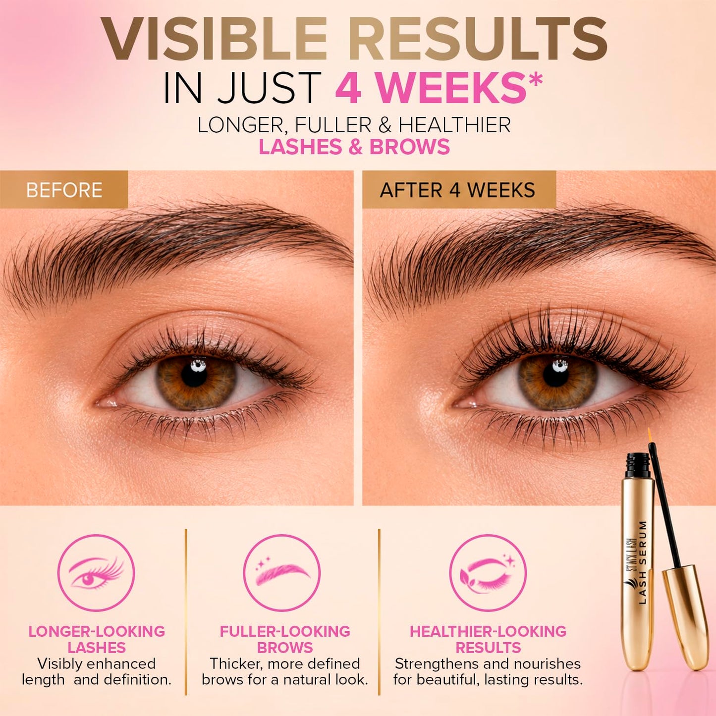 Stacy Lash Korean Lash Serum for Eyelash Growth (0.17fl.oz / 5ml) | Thickness and Growth Serum | Eyebrow & Eyelash Enhancing Serum for Natural Lashes & Brows