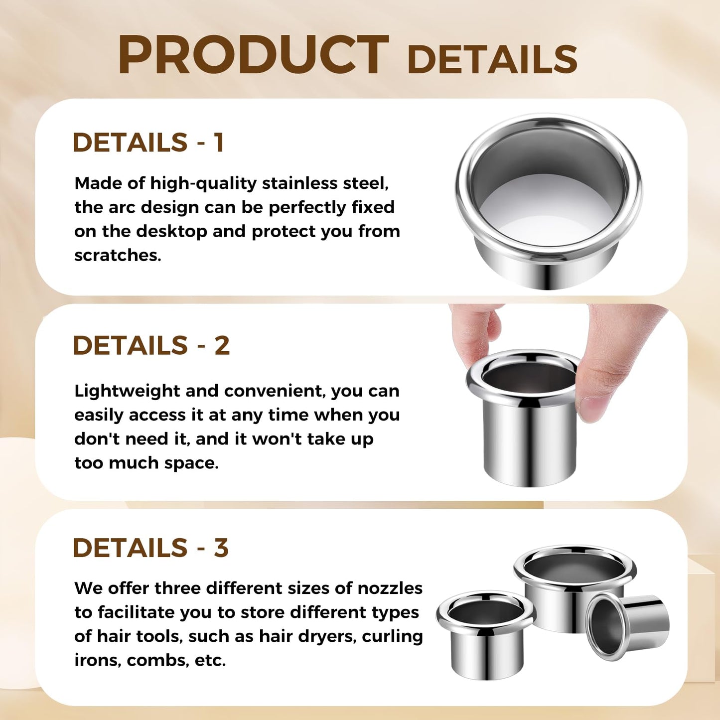 MorningRo 6 Pcs Stainless Steel Hair Tool Organizer 3.0 2.0 1.5, Blow Dryer, Curling Iron & Hot Holders Tool for Salon, Bathroom & Vanity Storage