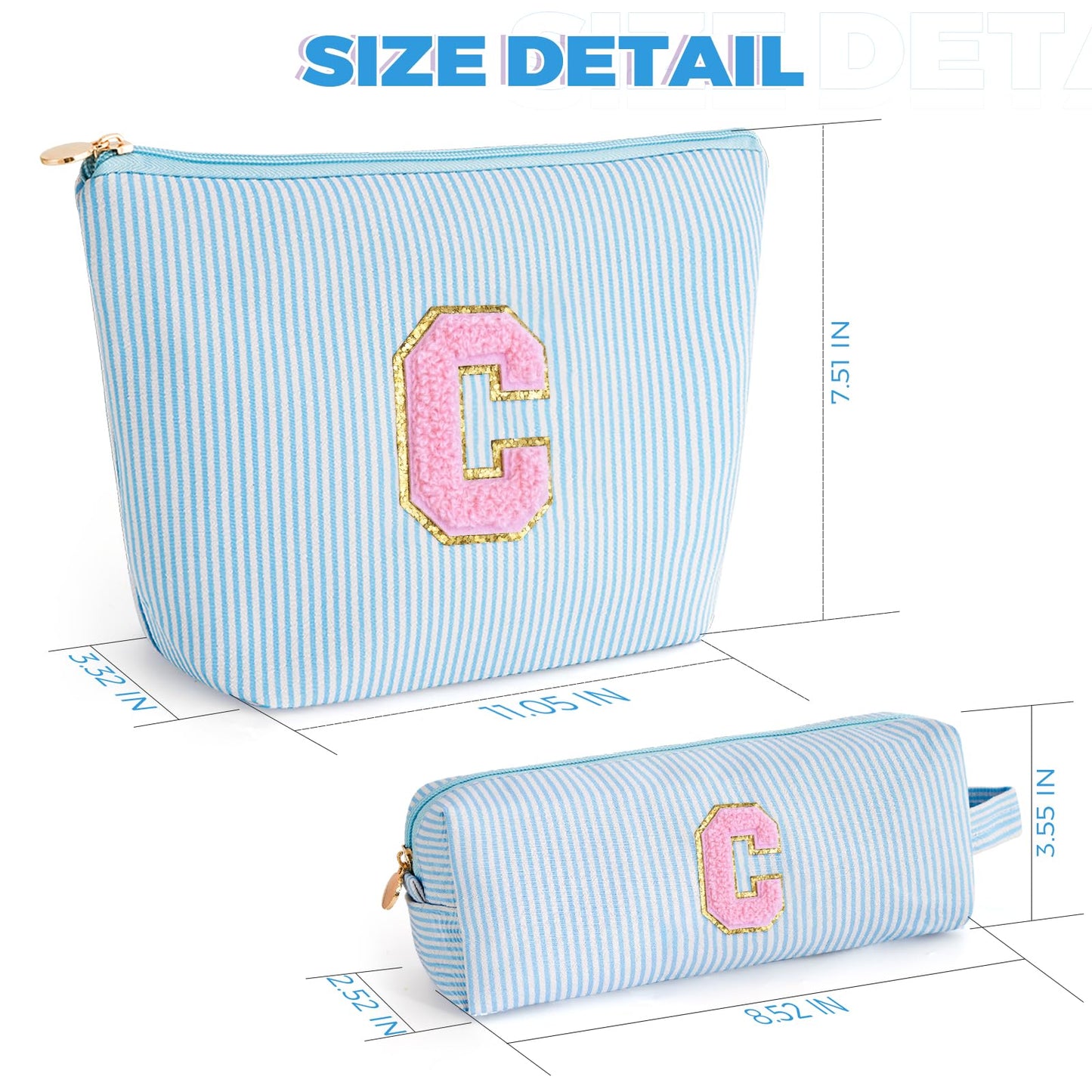 Btffitting Gifts for Teen Girls Women - Birthday Gifts for 10 11 12 13 14 15 16 17 18 Years Old Girl,Makeup Bag Cosmetic Bag,Teacher Gift Trendy Stuff Toiletry Bag - Blue,C