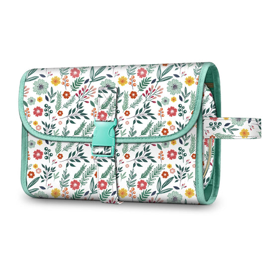 Fintie Portable Toiletry Cosmetic Travel Bag, Large Water Resistant Hanging Makeup Organizer Storage Pouch Case for Women Girls, Spring